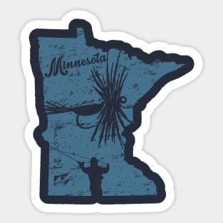 Minnesota Distressed Fly Fishing State Map Sticker